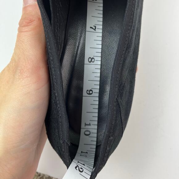 Joie Sz 9 Temple Black Embossed Leather Ankle Wrap Ballet Flats Pointed Toe - Picture 14 of 16